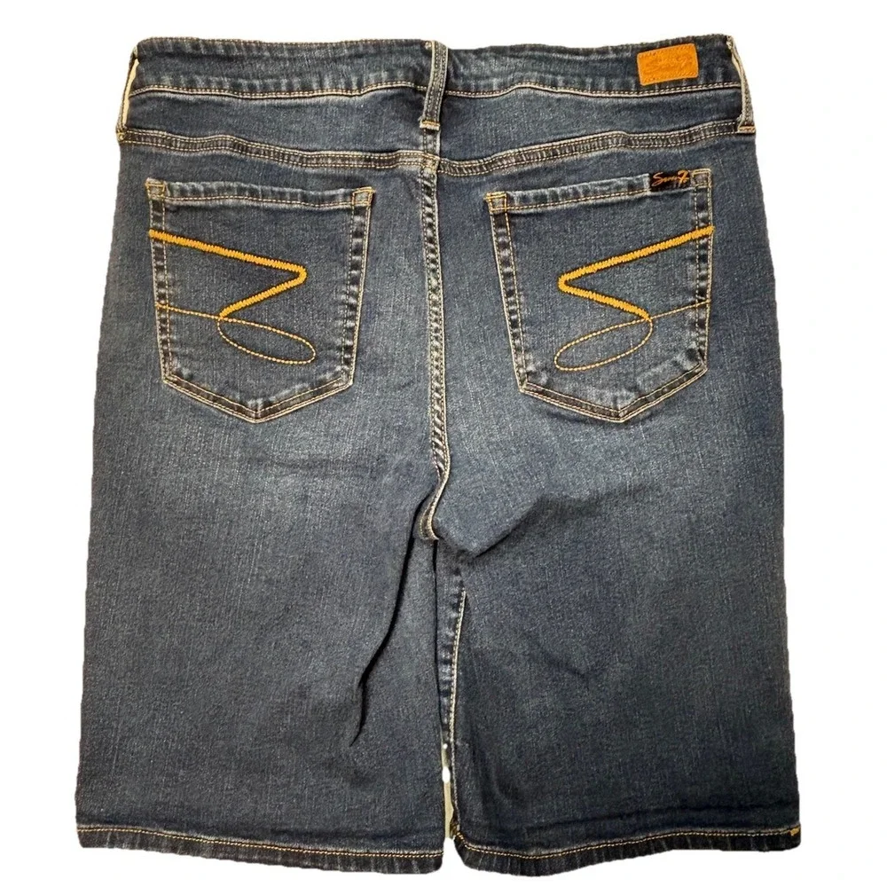 Seven7 Sunset Bermuda Denim Shorts Womens 14 Blue‎ Stretch Mid Rise Jean Shorts